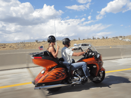 Brett Busch on his motorcycle