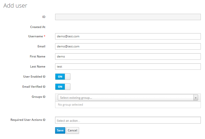 Quick Start - Keycloak - Create local user